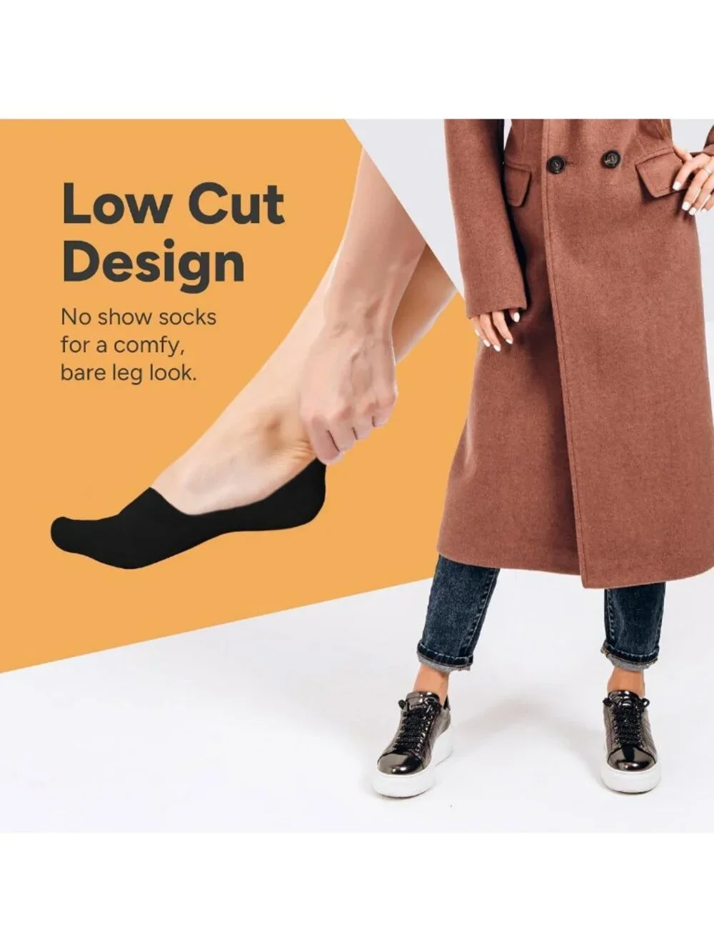 Invisible No Show Socks for Women, Non-Slip Low Cut Liner, Soft & Stretchable